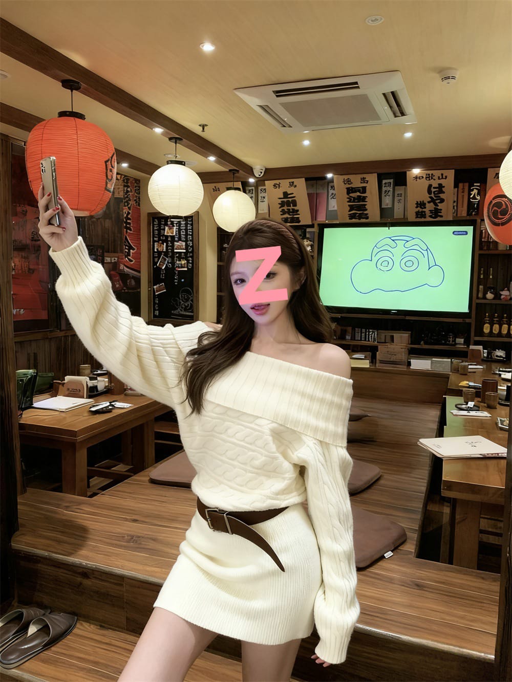 Sweater Dress with Belt FT548