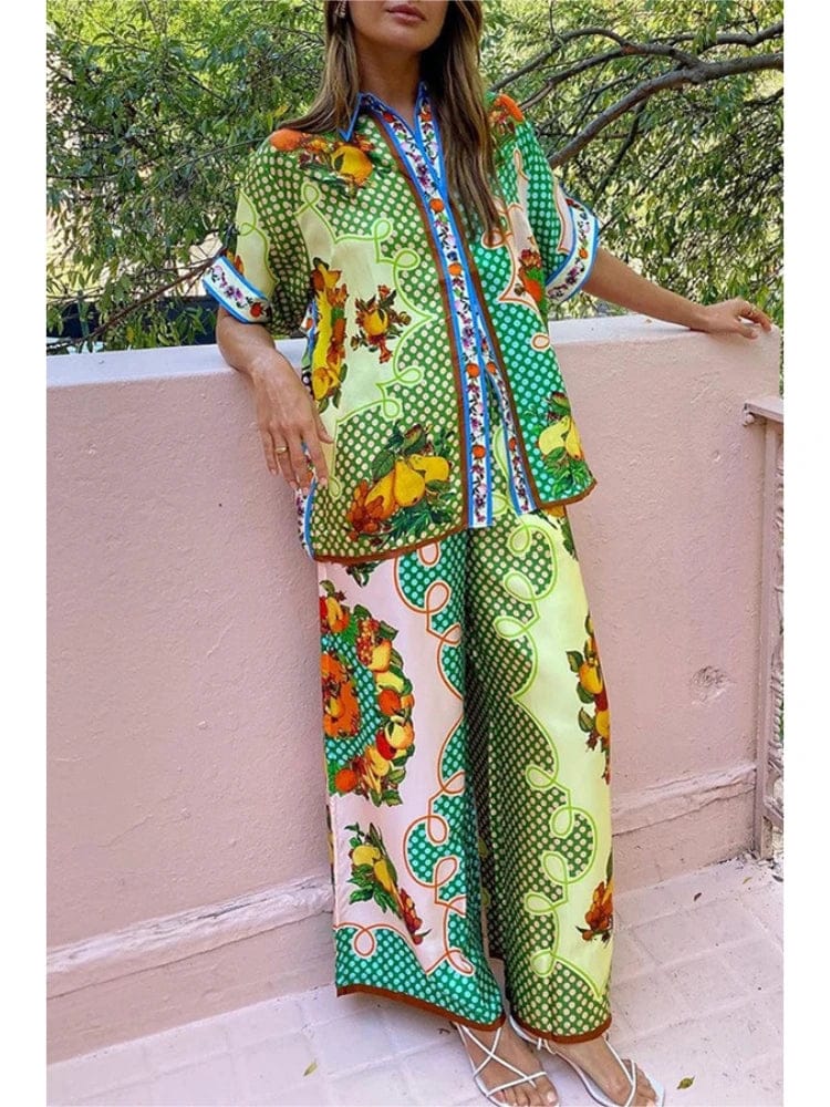 Holiday Printed oversize Printed Coord Set FT547