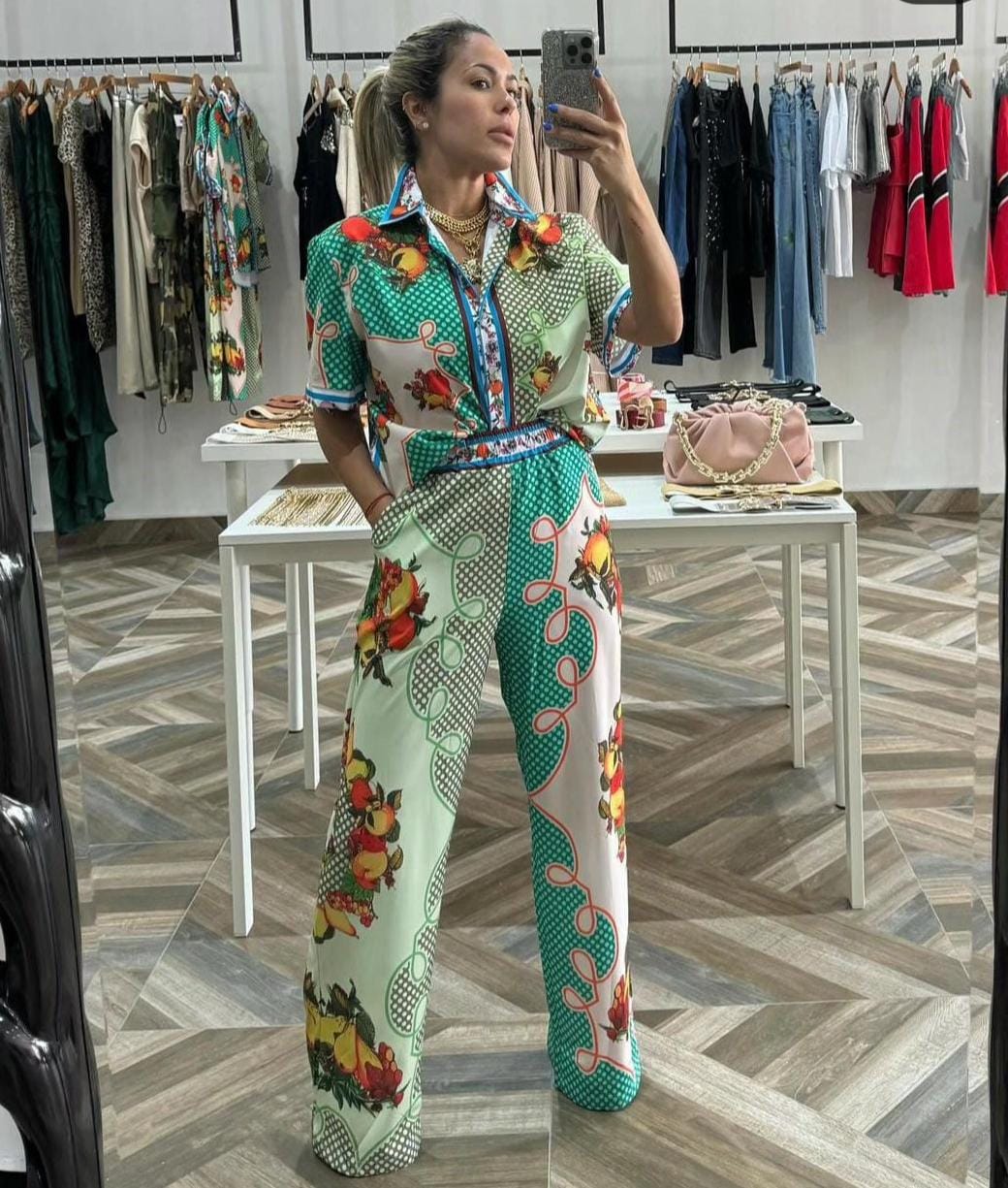 Holiday Printed oversize Printed Coord Set FT547