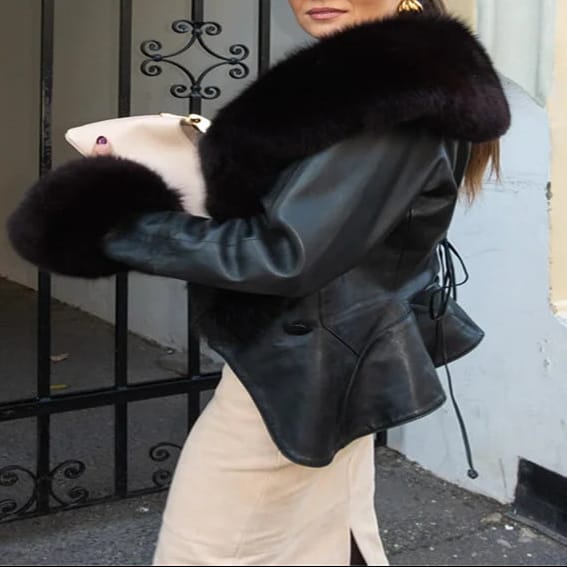 Leather and Fur Stylish Jacket FT561