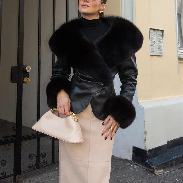 Leather and Fur Stylish Jacket FT561