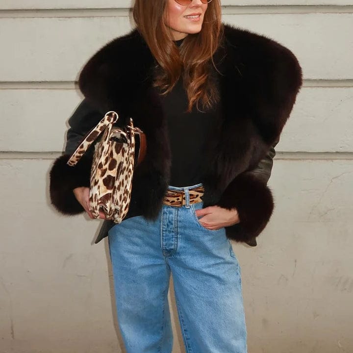 Leather and Fur Stylish Jacket FT561