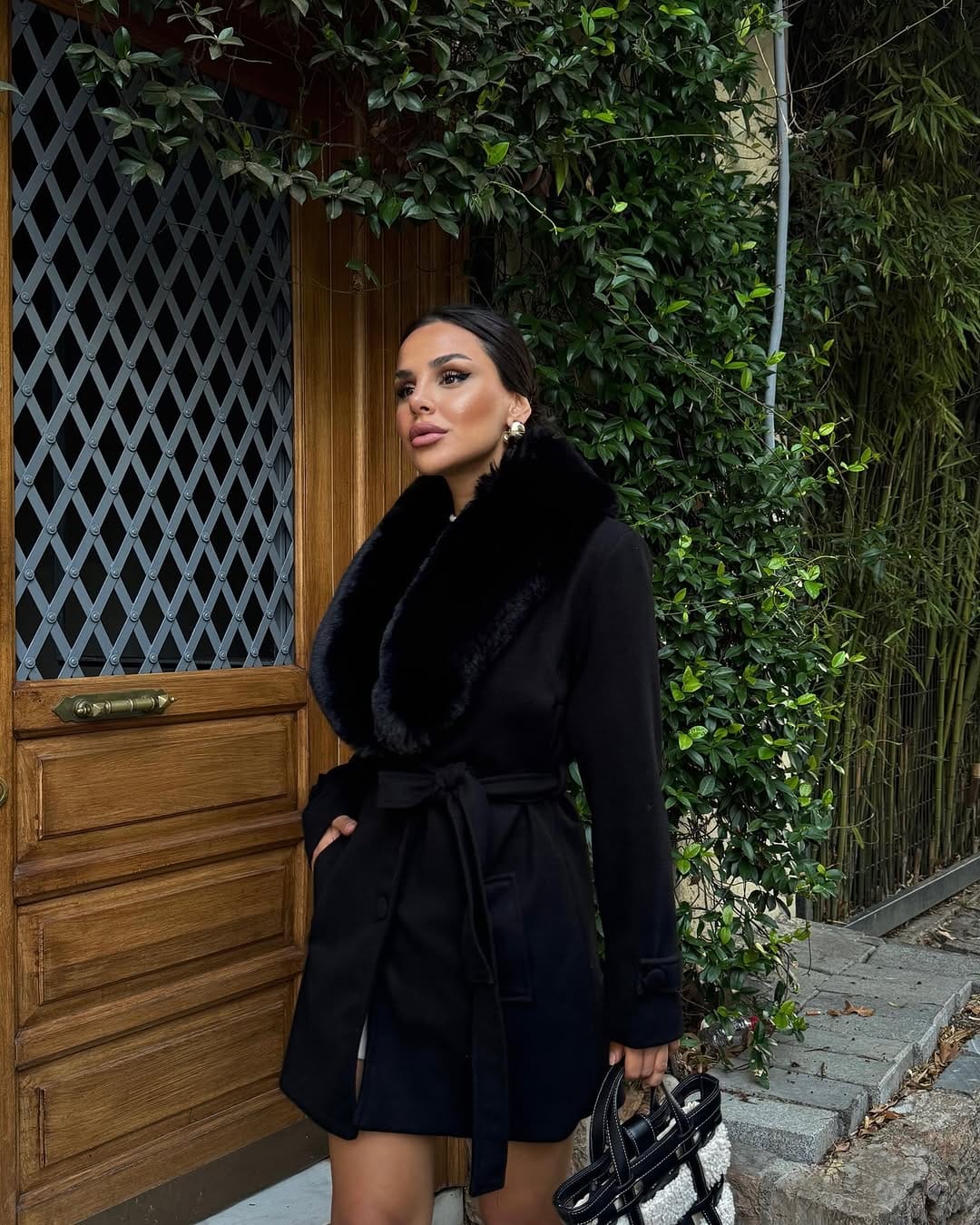 Softest Fur Detail Trench Coat FT562