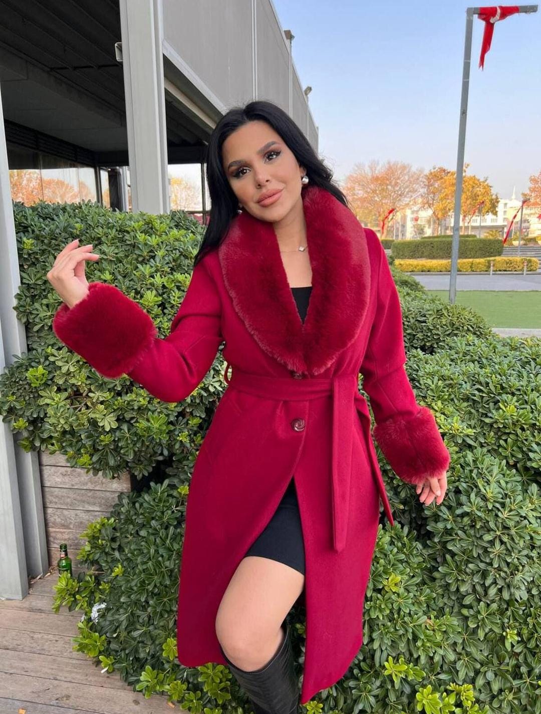 Softest Fur Detail Trench Coat FT562