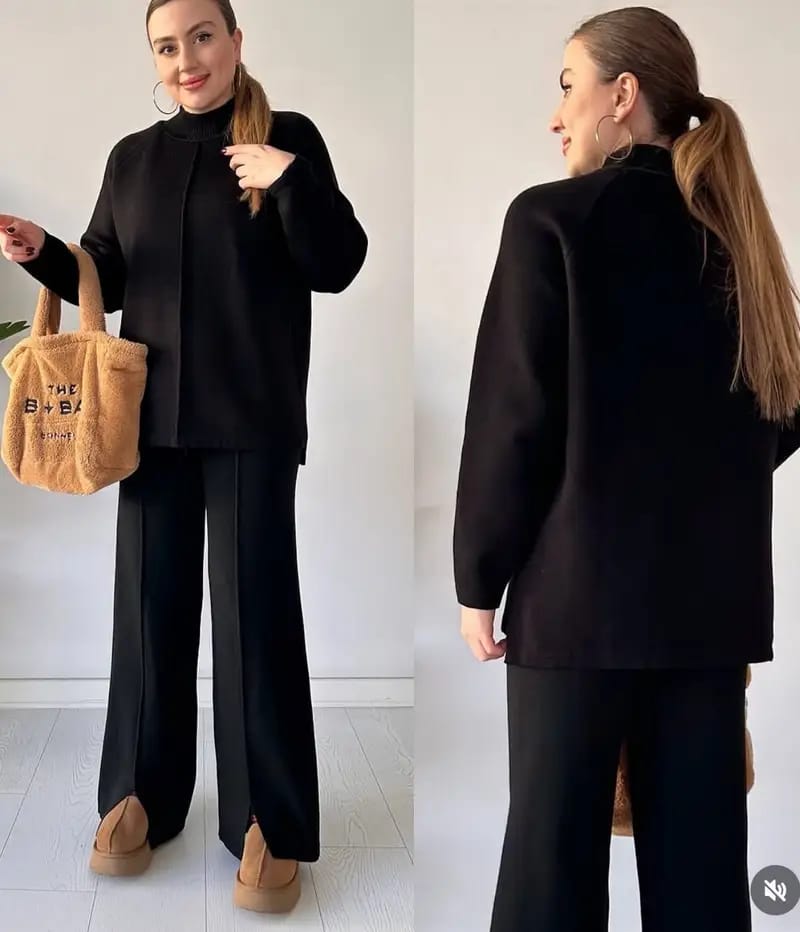 Marie High Neck Luxury 2 pcs Woolen Set FT564