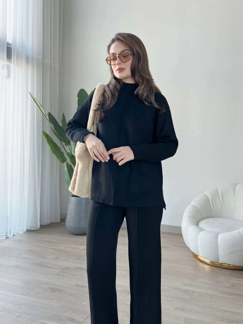 Marie High Neck Luxury 2 pcs Woolen Set FT564