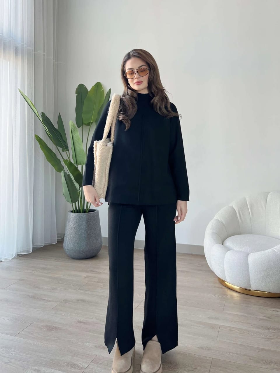 Marie High Neck Luxury 2 pcs Woolen Set FT564