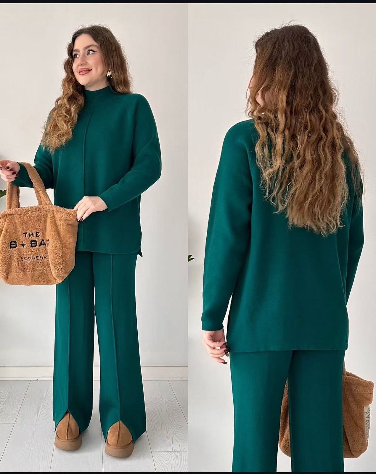 Marie High Neck Luxury 2 pcs Woolen Set FT564