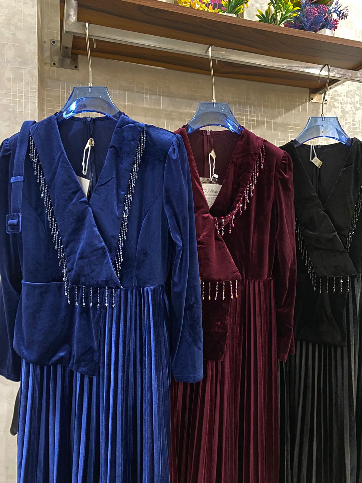 Velvet Premium Tassels Dress FT569