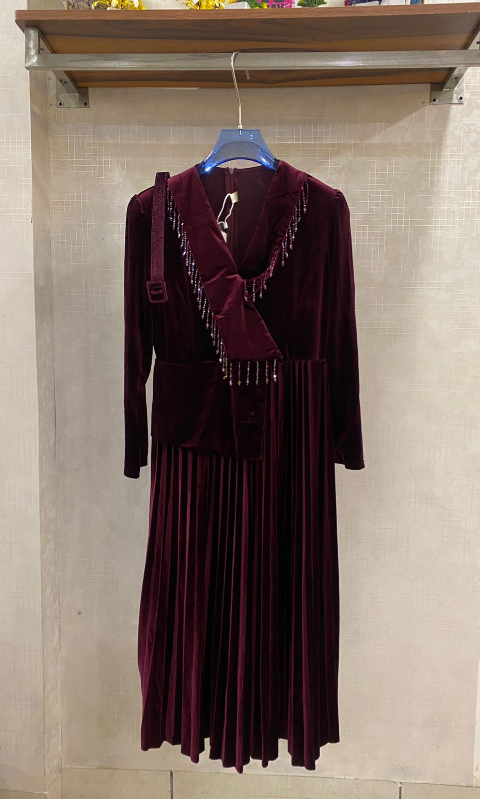 Velvet Premium Tassels Dress FT569