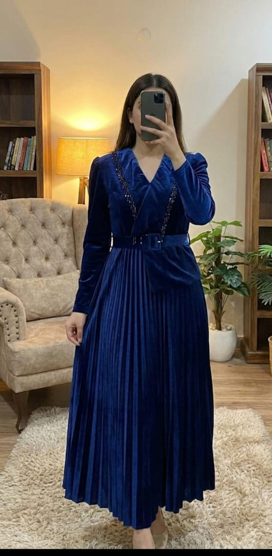 Velvet Premium Tassels Dress FT569