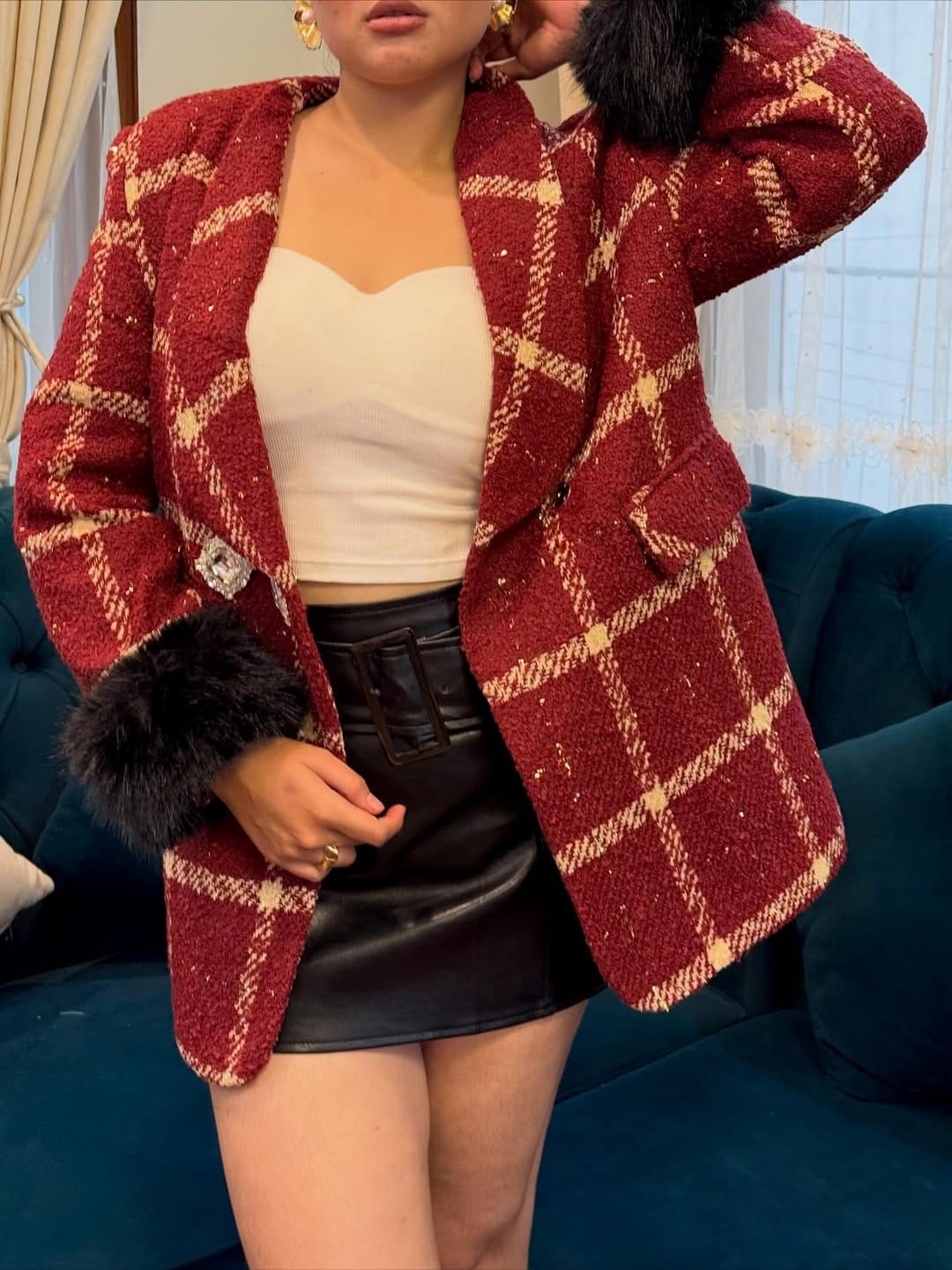 Embellished Tweed Blazer FT570