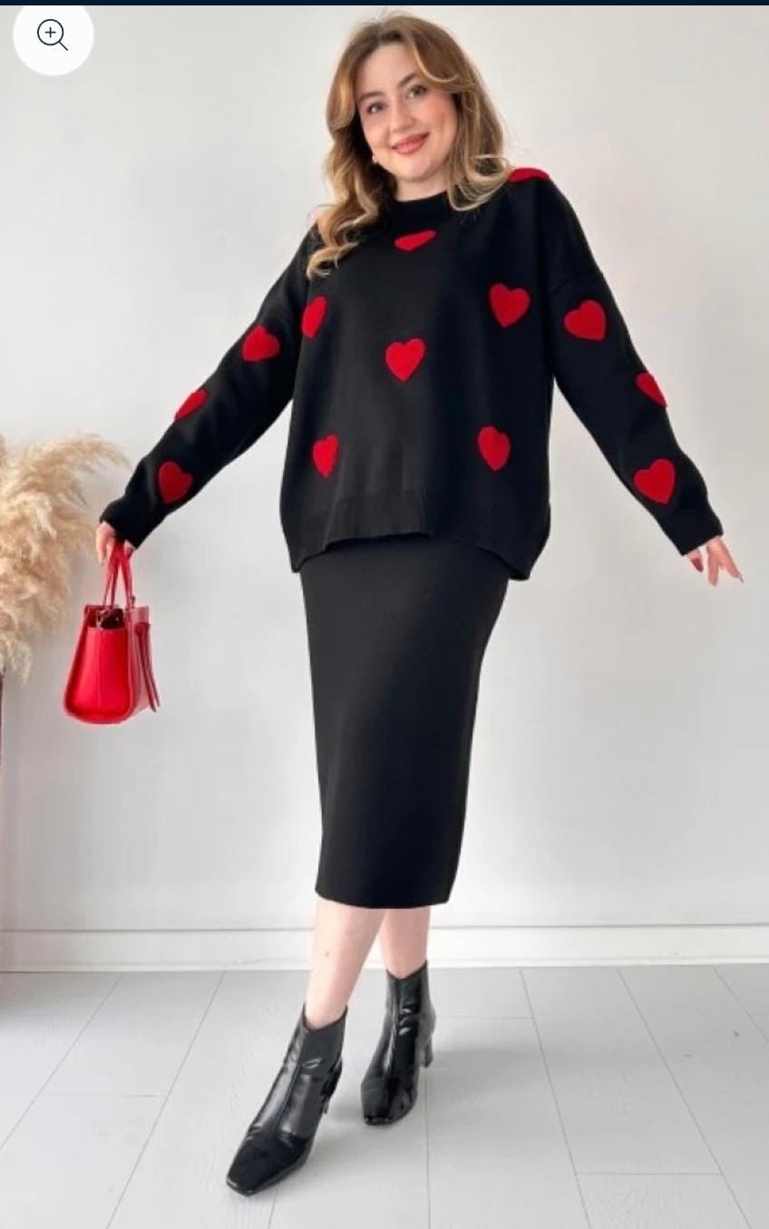 Heart Pullover and Skirt Set FT586