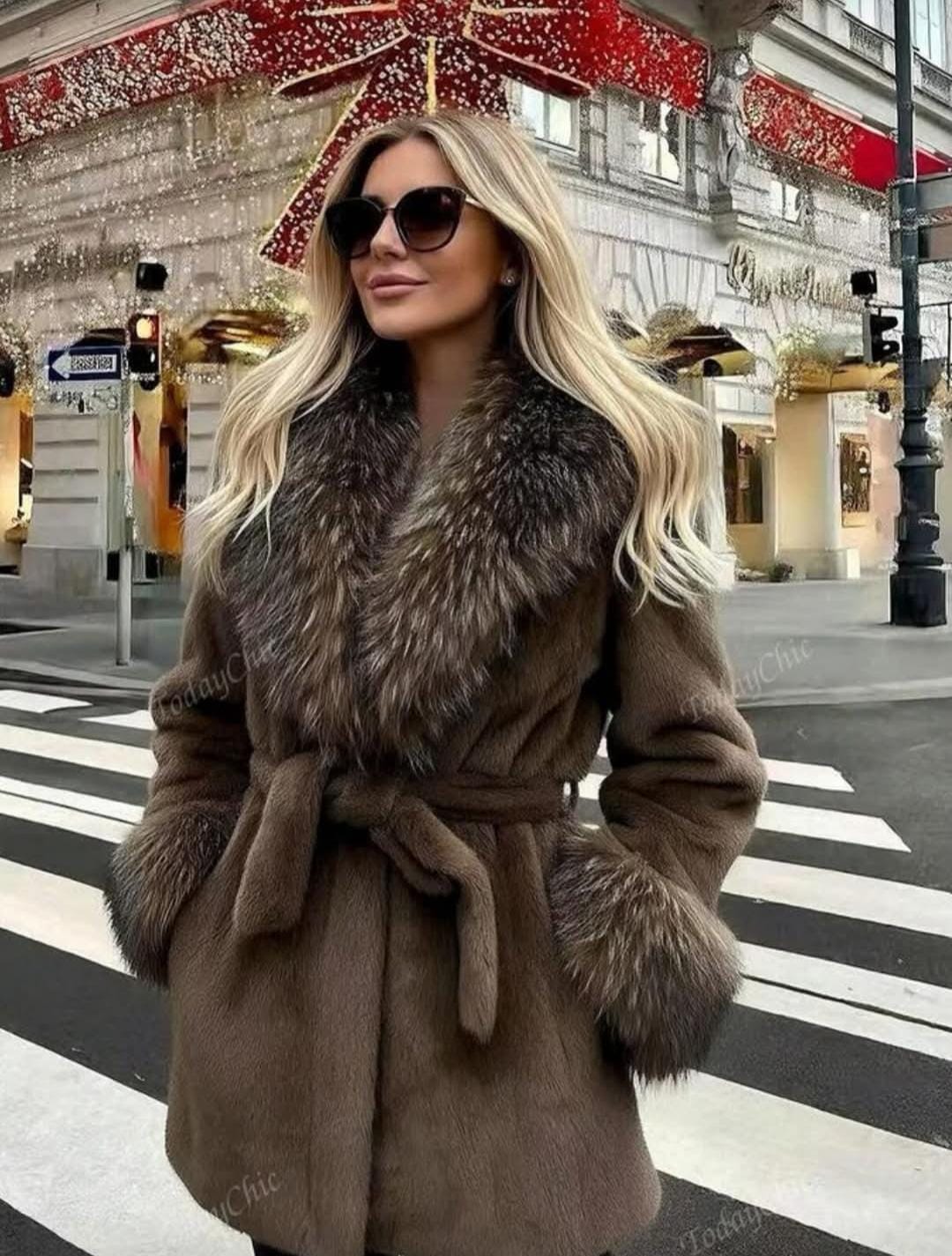 Stunning Fur Coat With Belt FT587