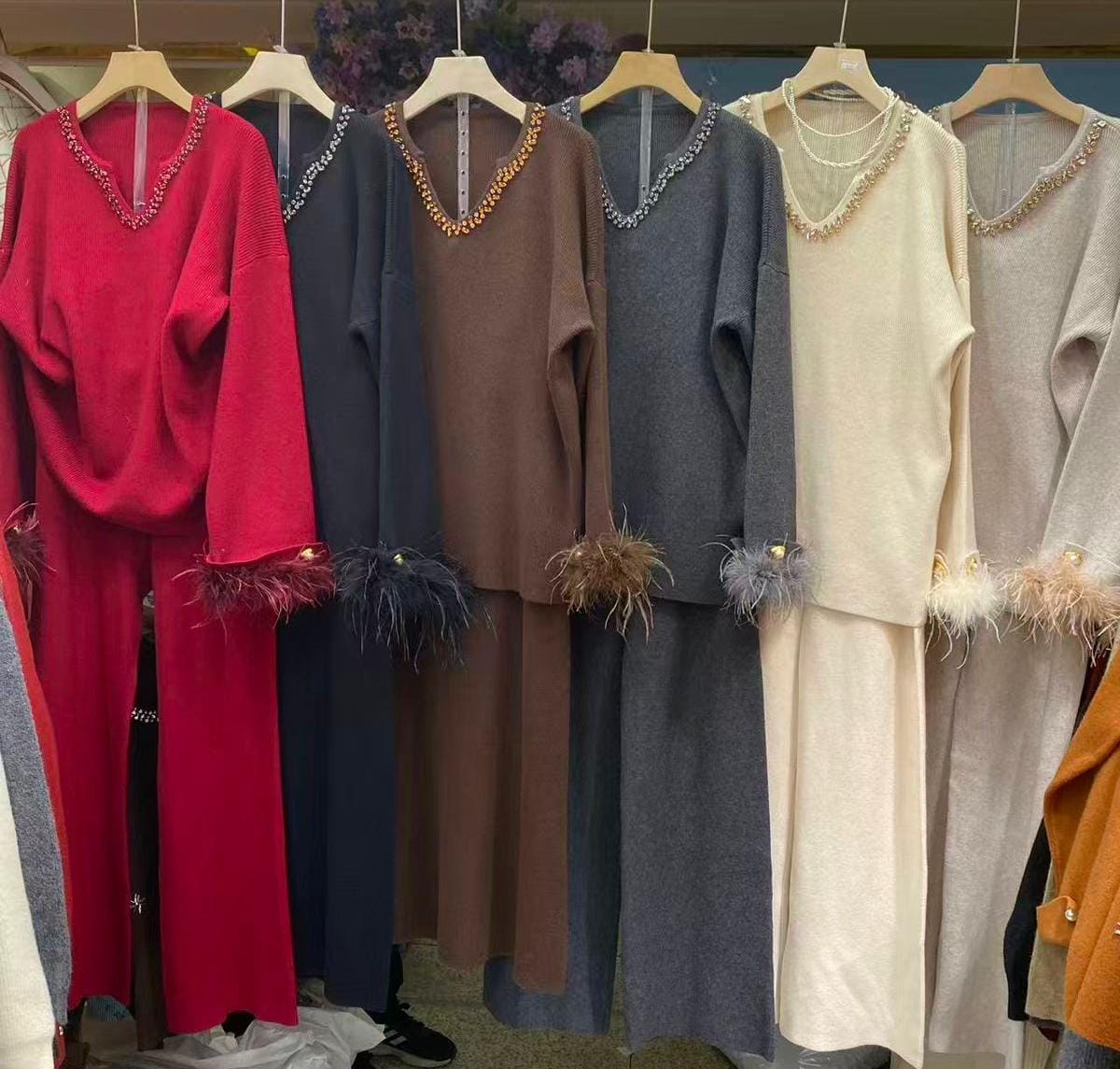 Feather Embellished Coord Set FT589