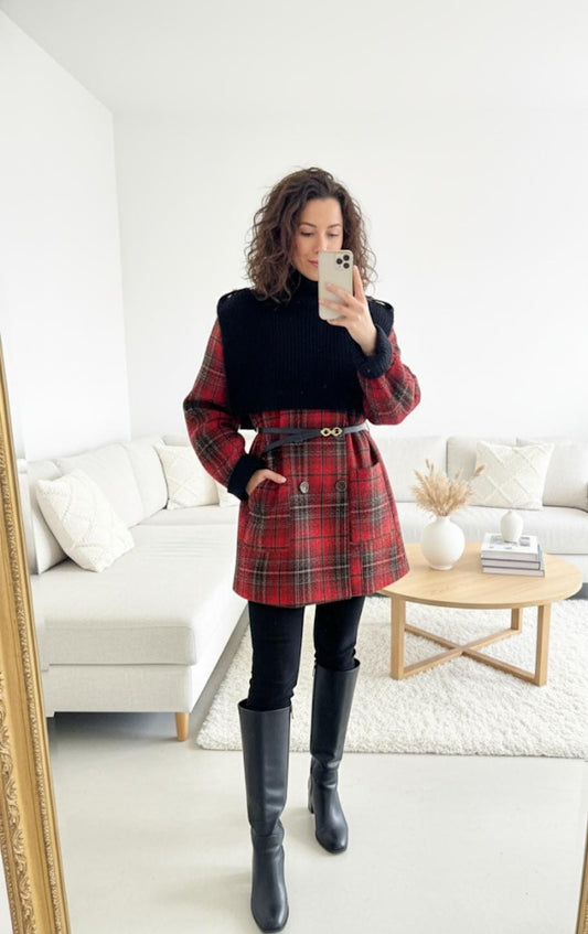 Plaid Woolen Coat FT590