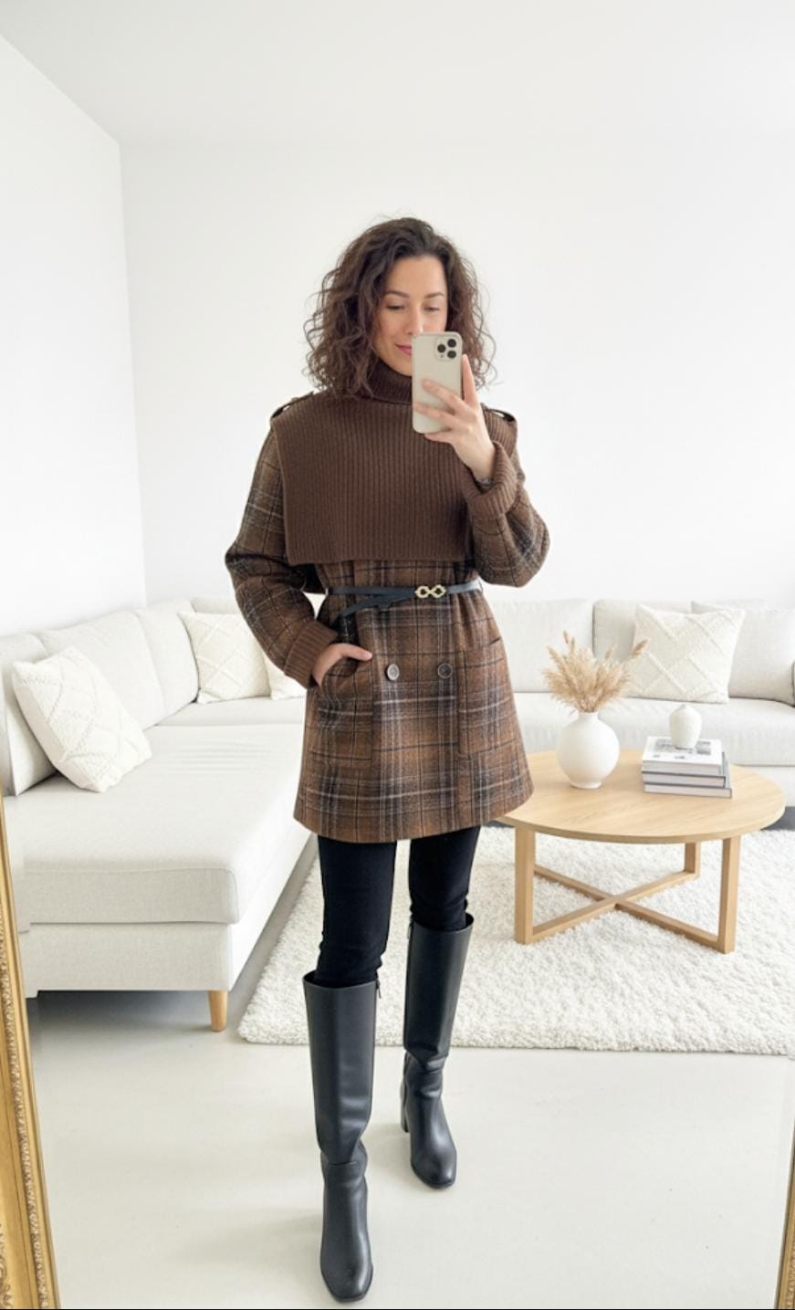 Plaid Woolen Coat FT590