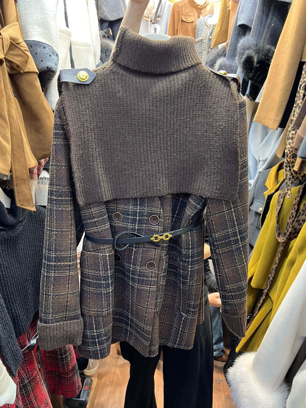 Plaid Woolen Coat FT590