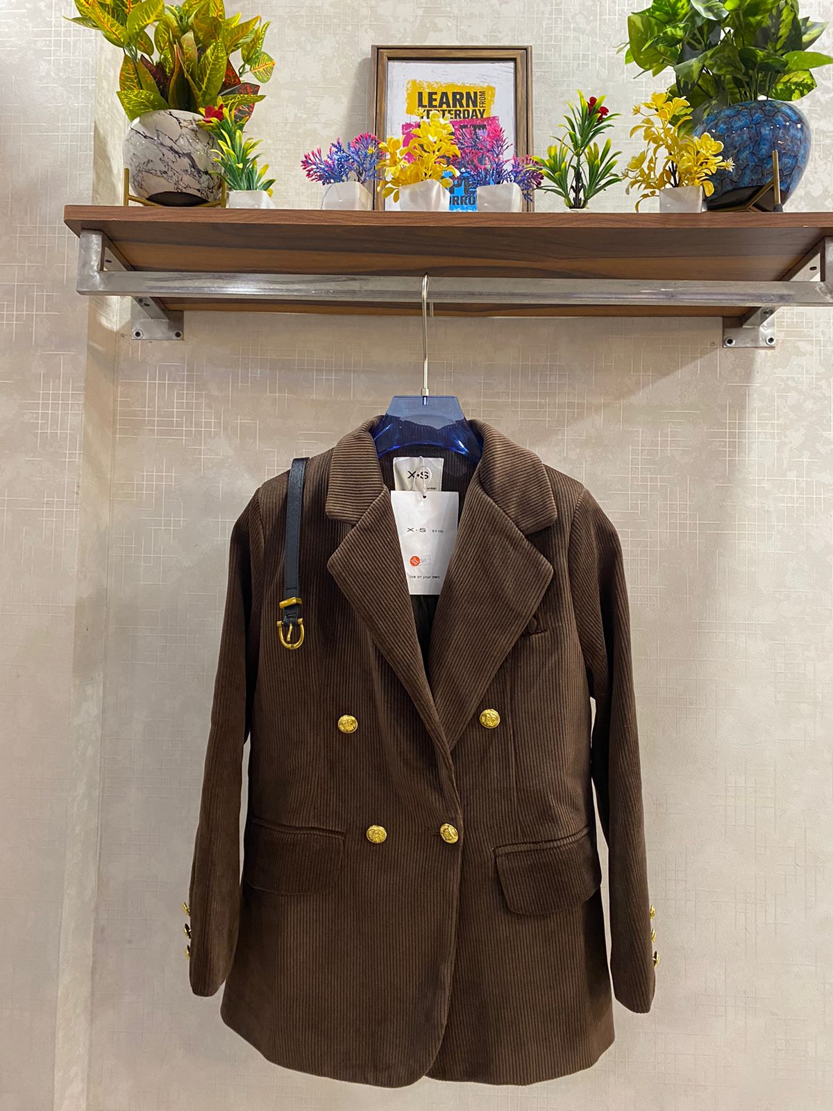 Corduroy Long Blazer With Belt FT592