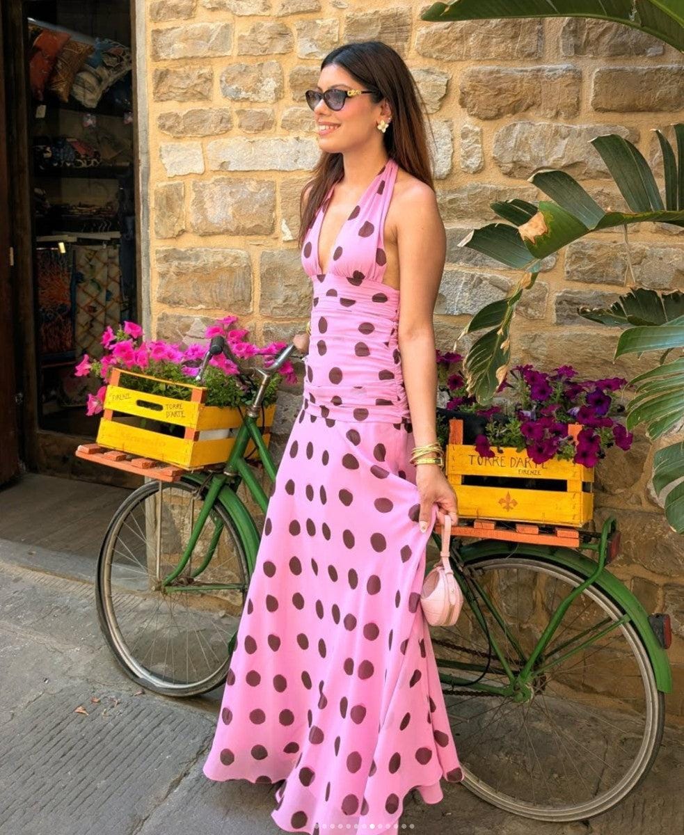 Summer Polka Halter Neck Dress FT599