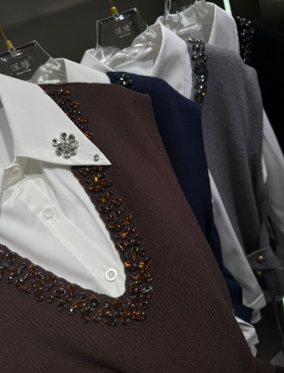 Embellished Sweater with Shirt 2 pcs Set FT603