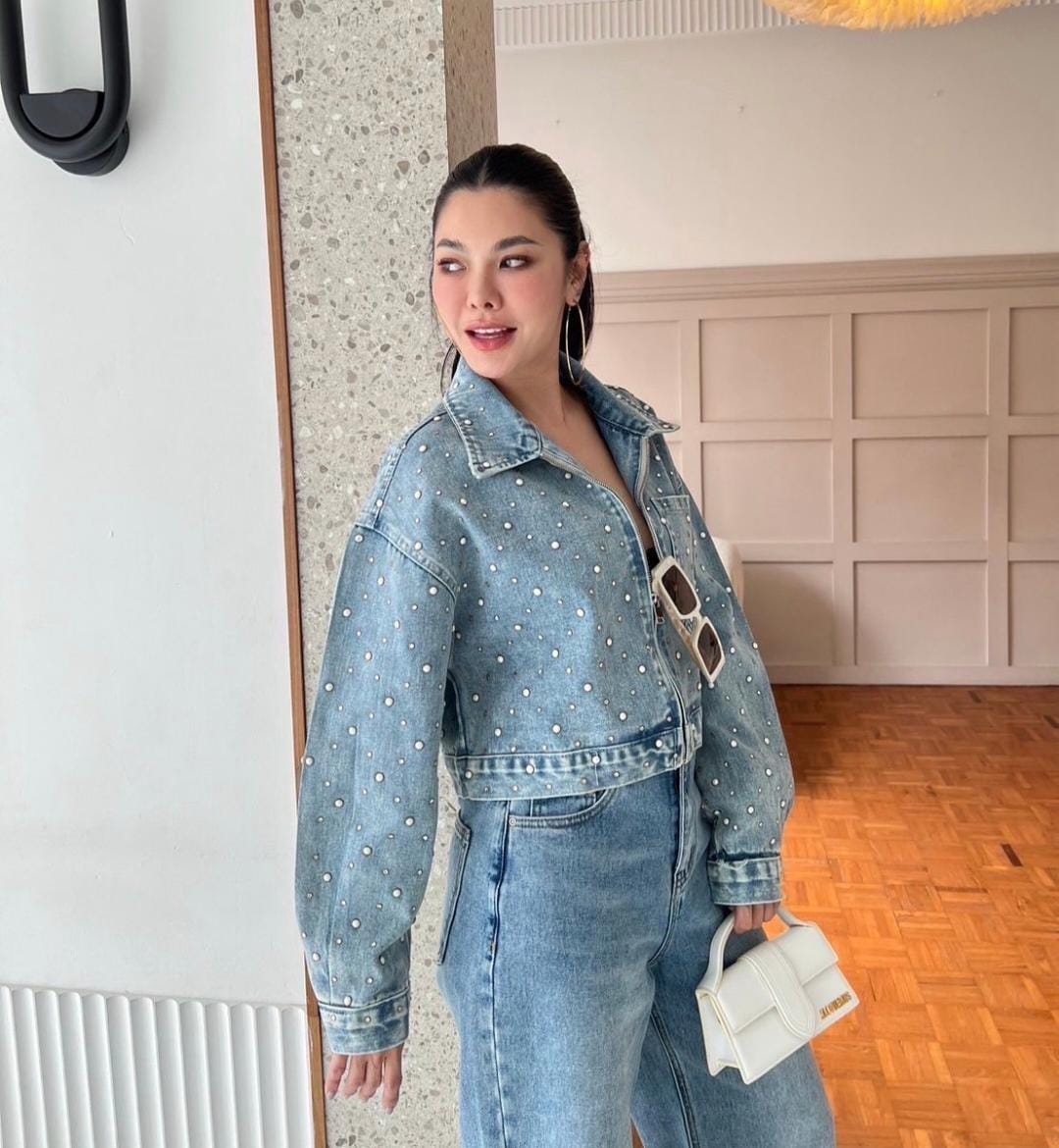 Studded Denim Jacket Luxe FT881
