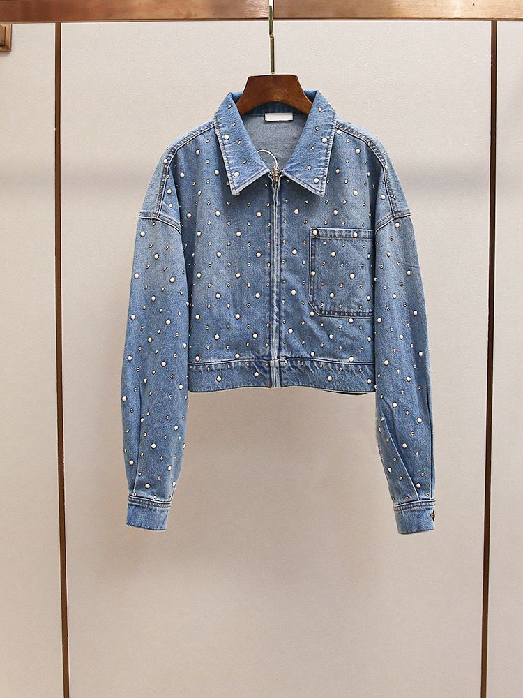 Studded Denim Jacket Luxe FT881