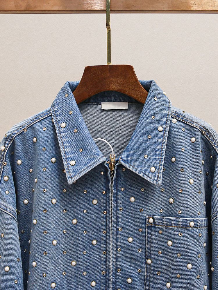 Studded Denim Jacket Luxe FT881