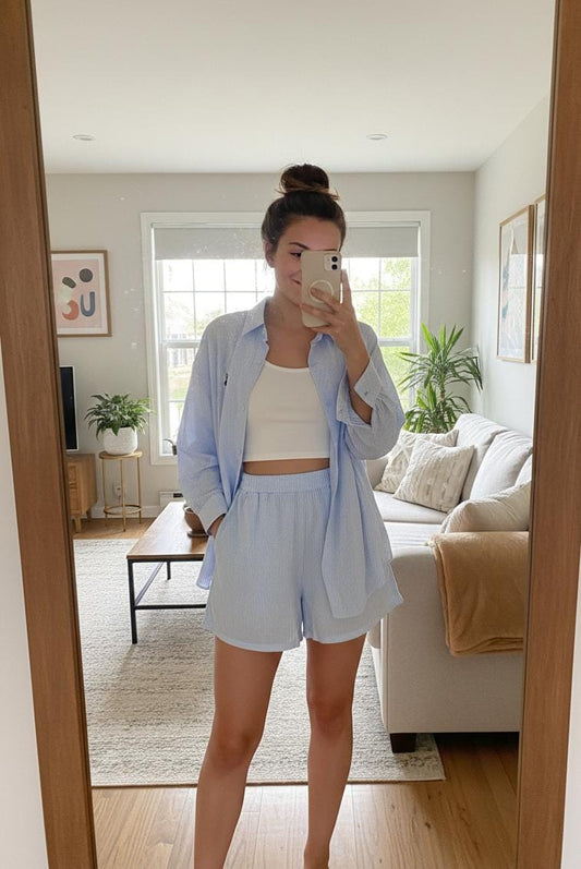 Soft Summer Fabric Shorts Set FT625