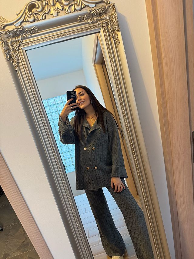 Blazer Style Woolen Co-Ord Set FT630