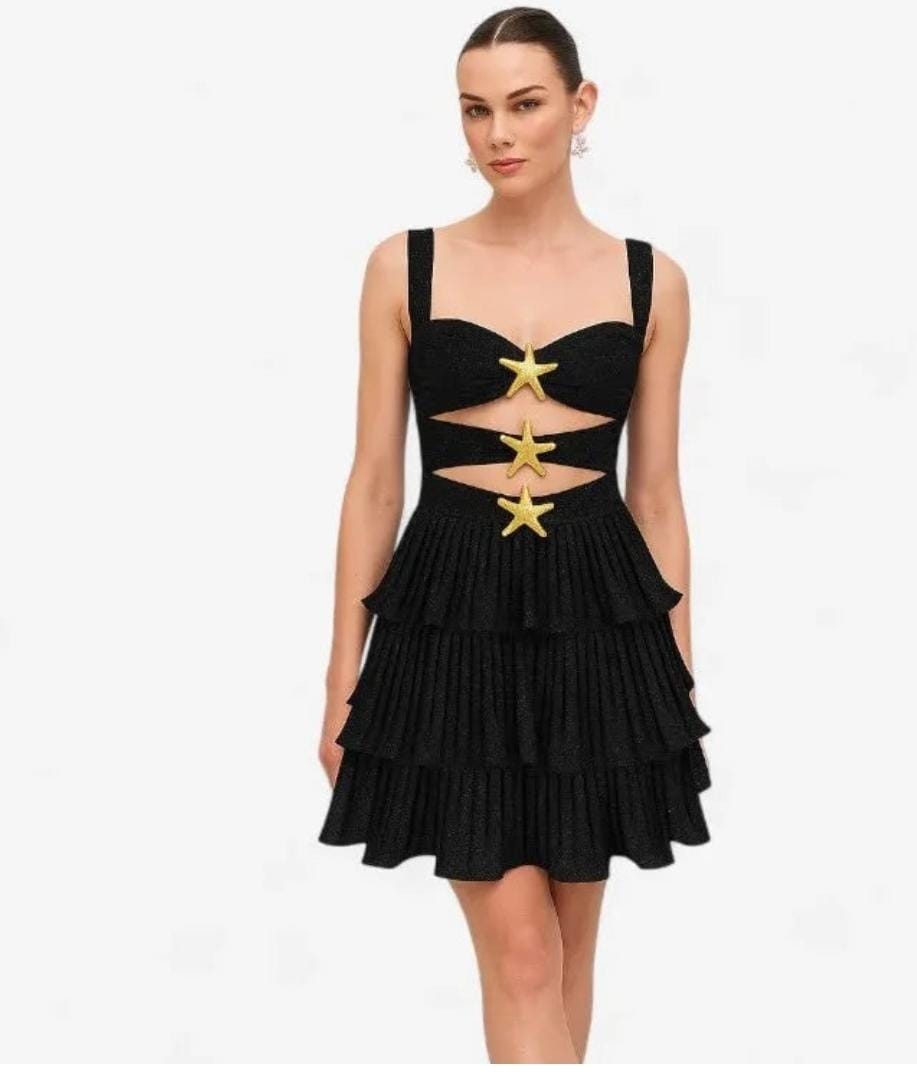 Starfish Ruffle Cutout Short Dress FT633