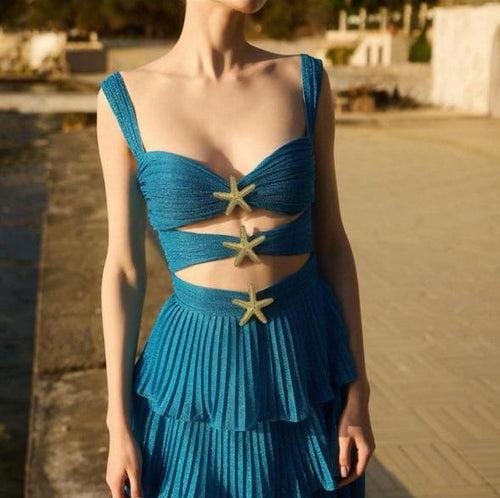 Starfish Ruffle Cutout Short Dress FT633