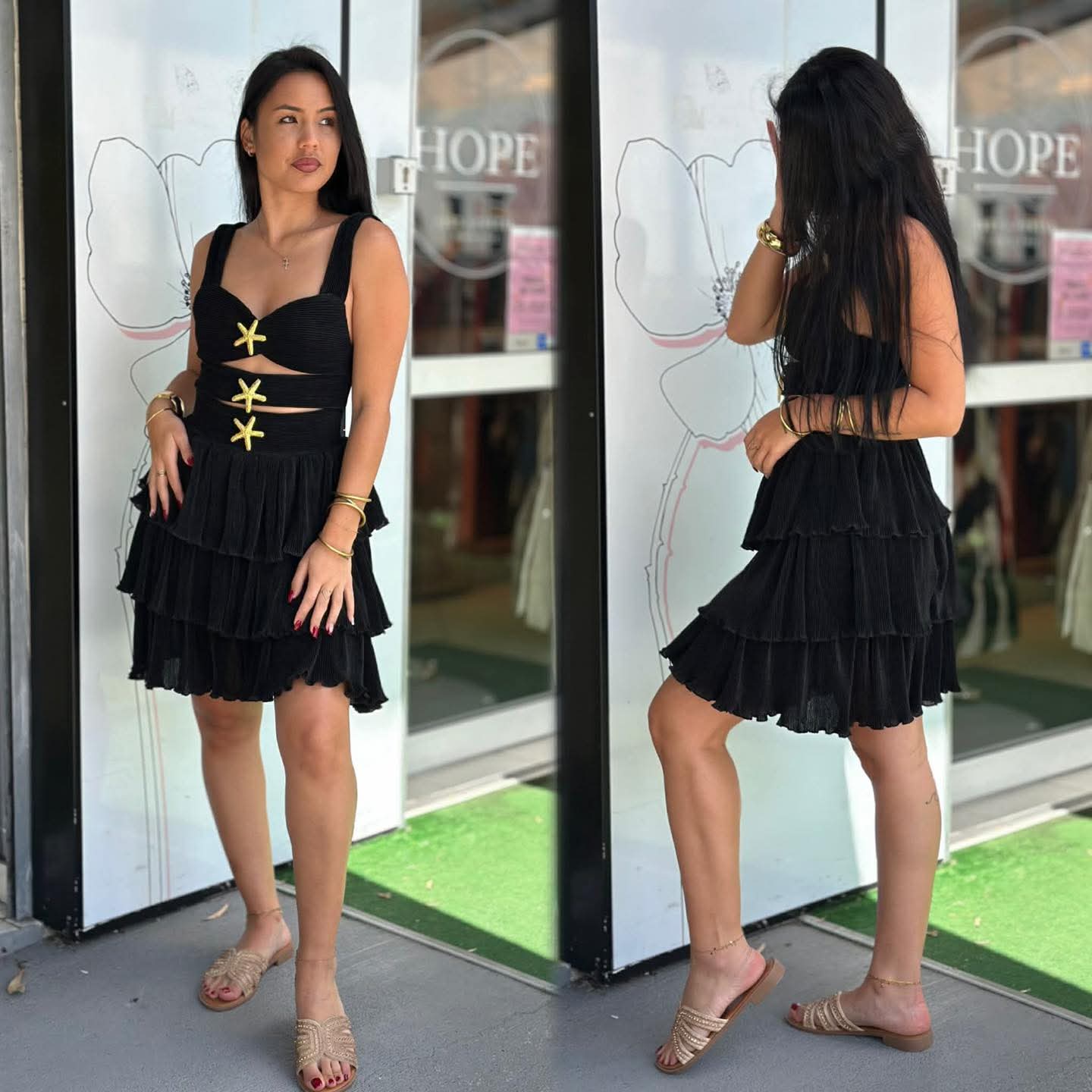 Starfish Ruffle Cutout Short Dress FT633