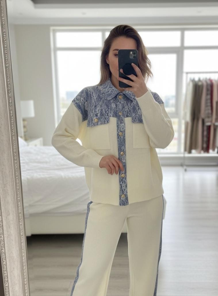 Luxe Lace Designed Woolen Co-ord Set FT636