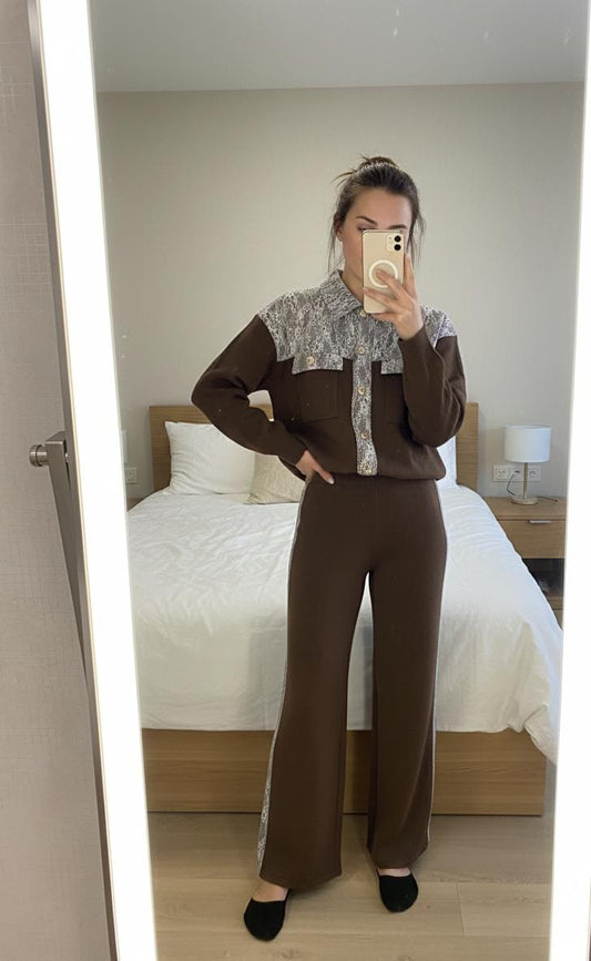 Luxe Lace Designed Woolen Co-ord Set FT636