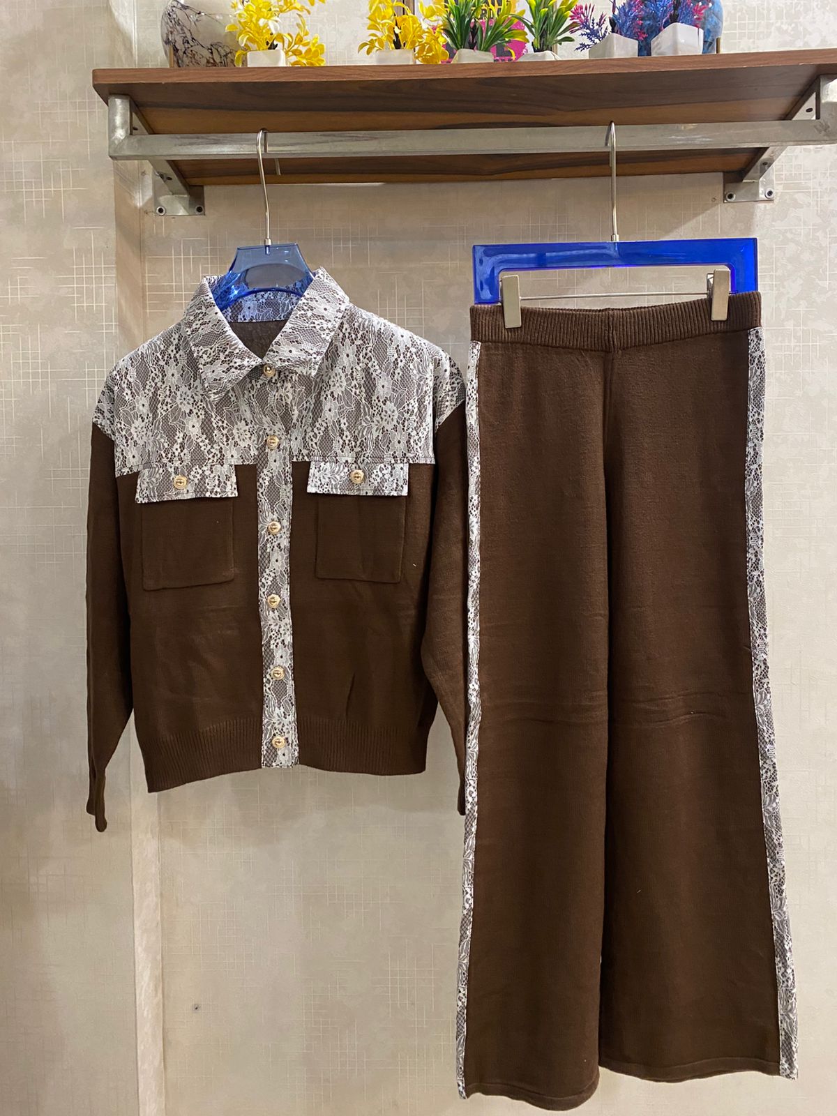 Luxe Lace Designed Woolen Co-ord Set FT636