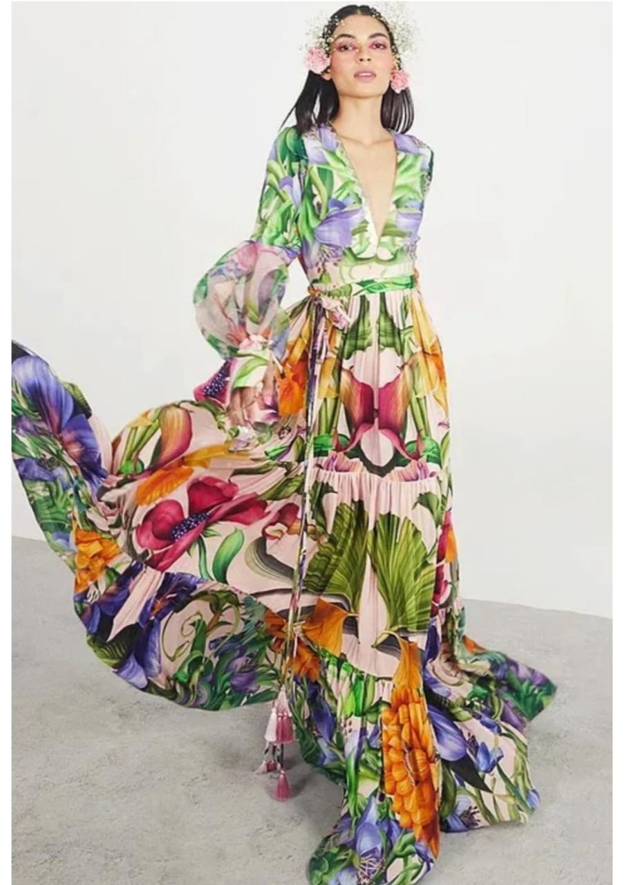 Multicolored Swimsuit with Wrap Around Skirt FT640