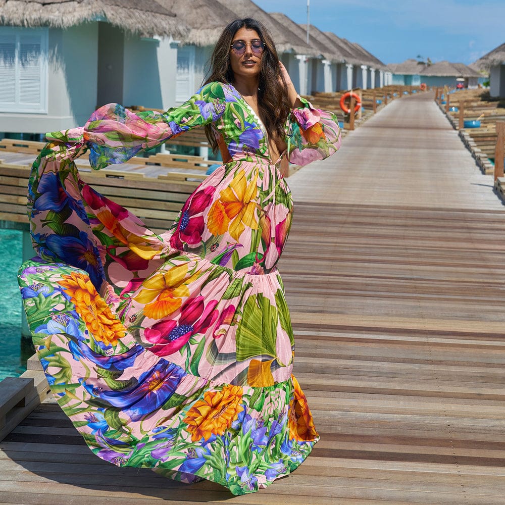 Multicolored Swimsuit with Wrap Around Skirt FT640