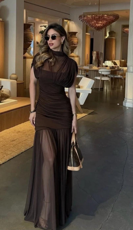 Combined Draped Tulle Dress FT642