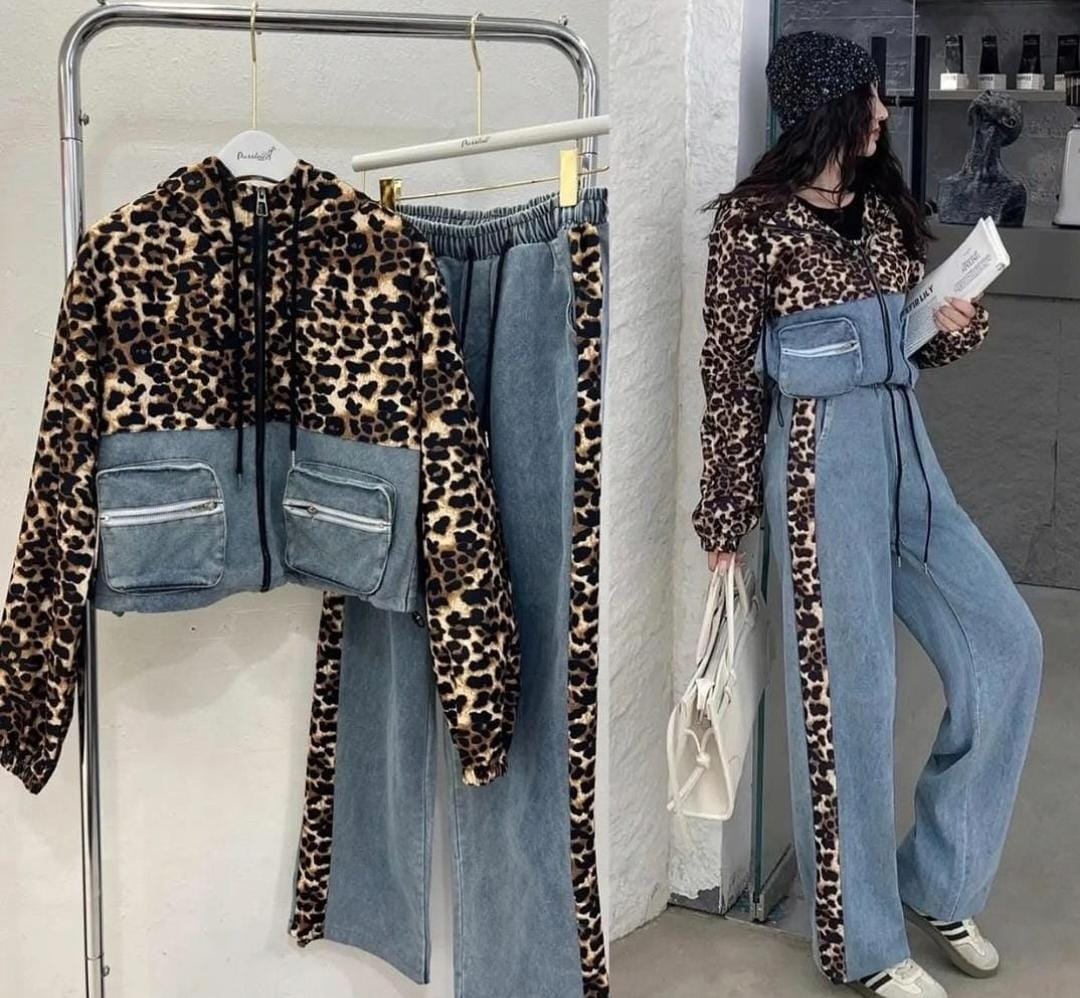 Corduroy Printed Denim Co-ord Set FT645