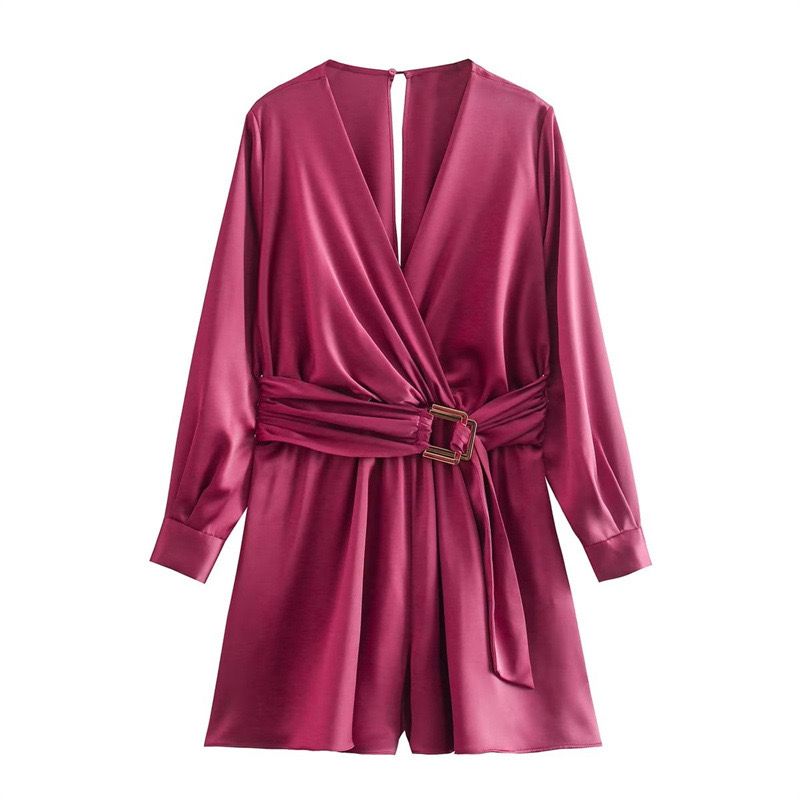 Satin Tie Waisted Romper FT647