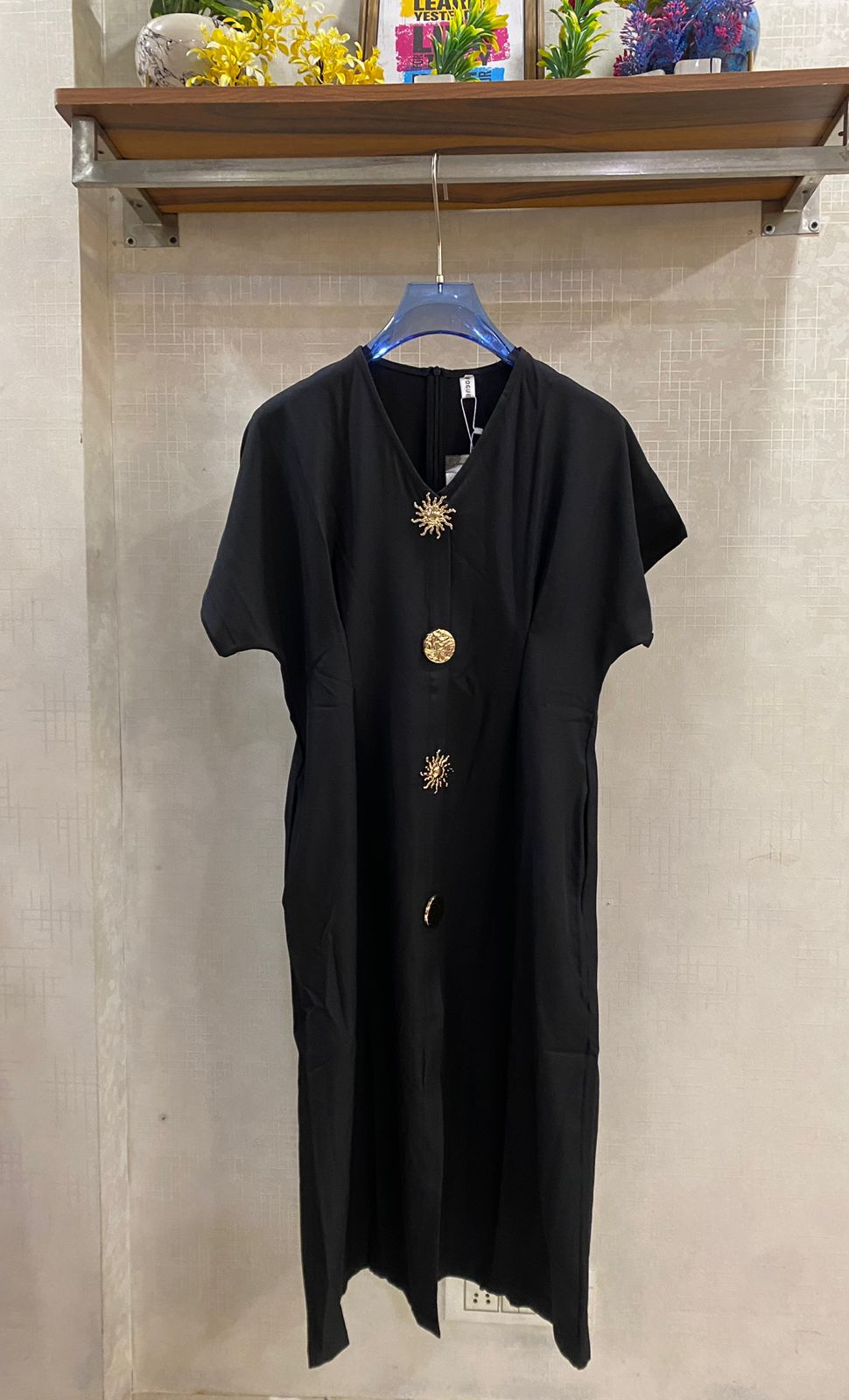 Beautiful Golden Buttoned Dress FT652