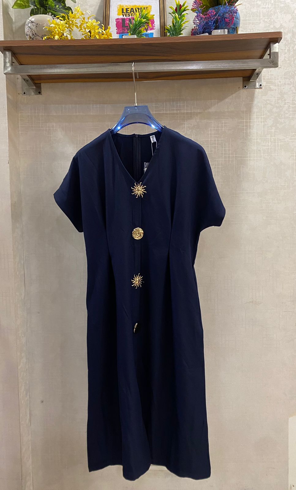 Beautiful Golden Buttoned Dress FT652