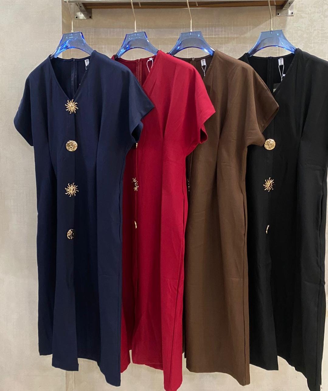 Beautiful Golden Buttoned Dress FT652