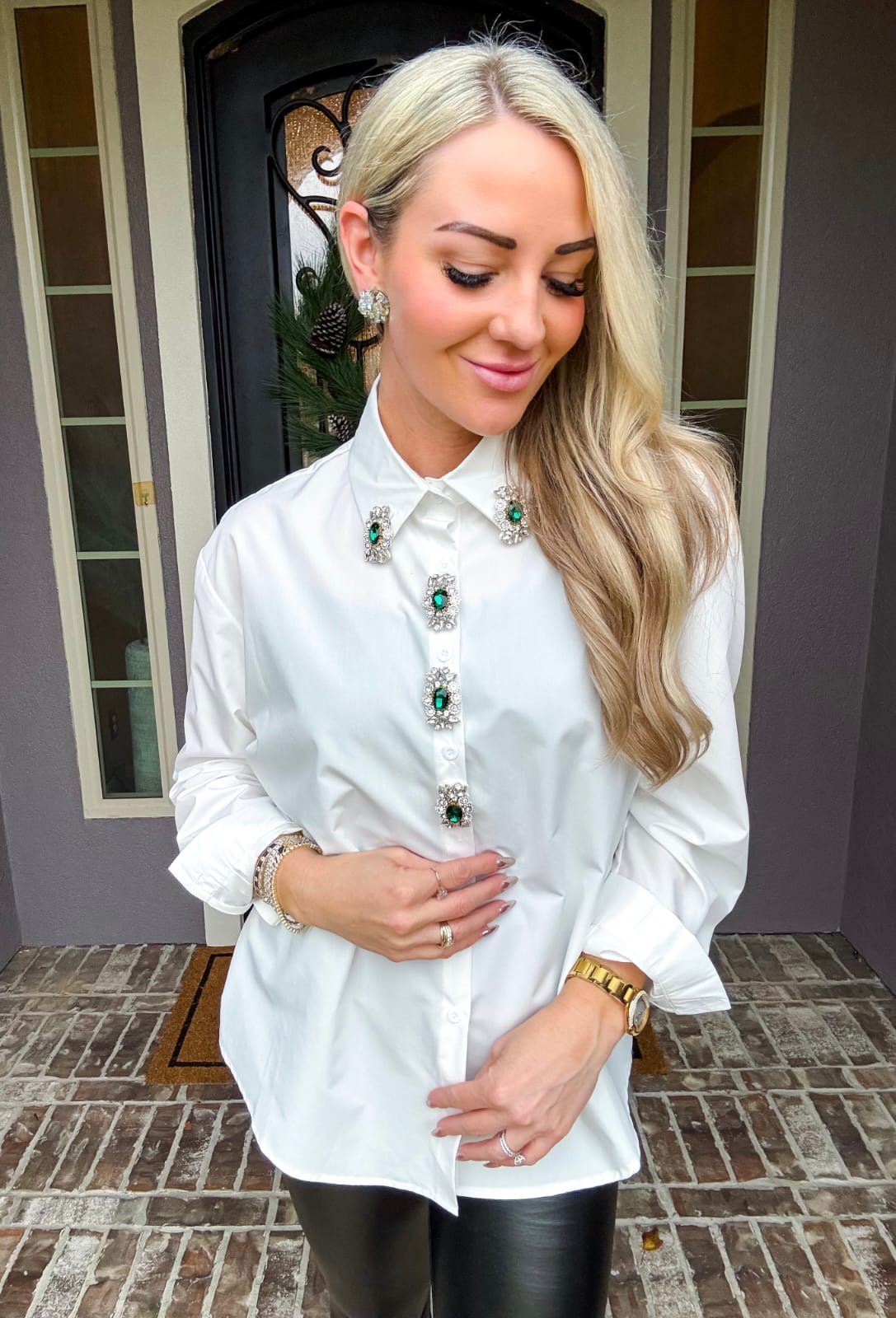 Emerald Studded Shirt FT656