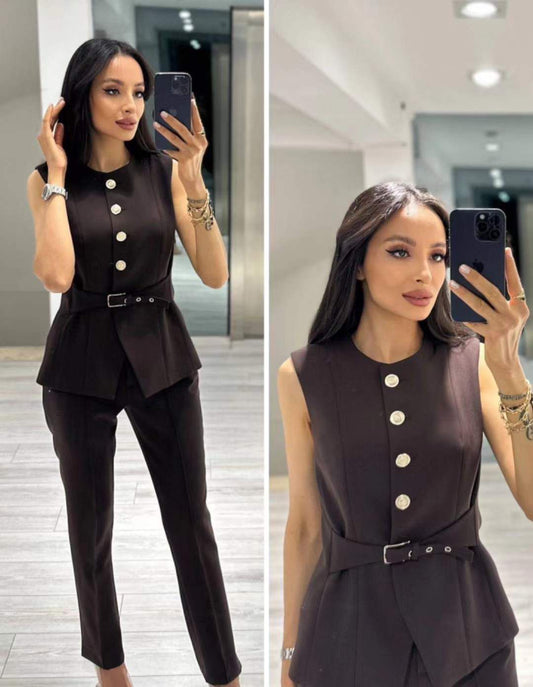 New Formal Set With Attached Belt FT658