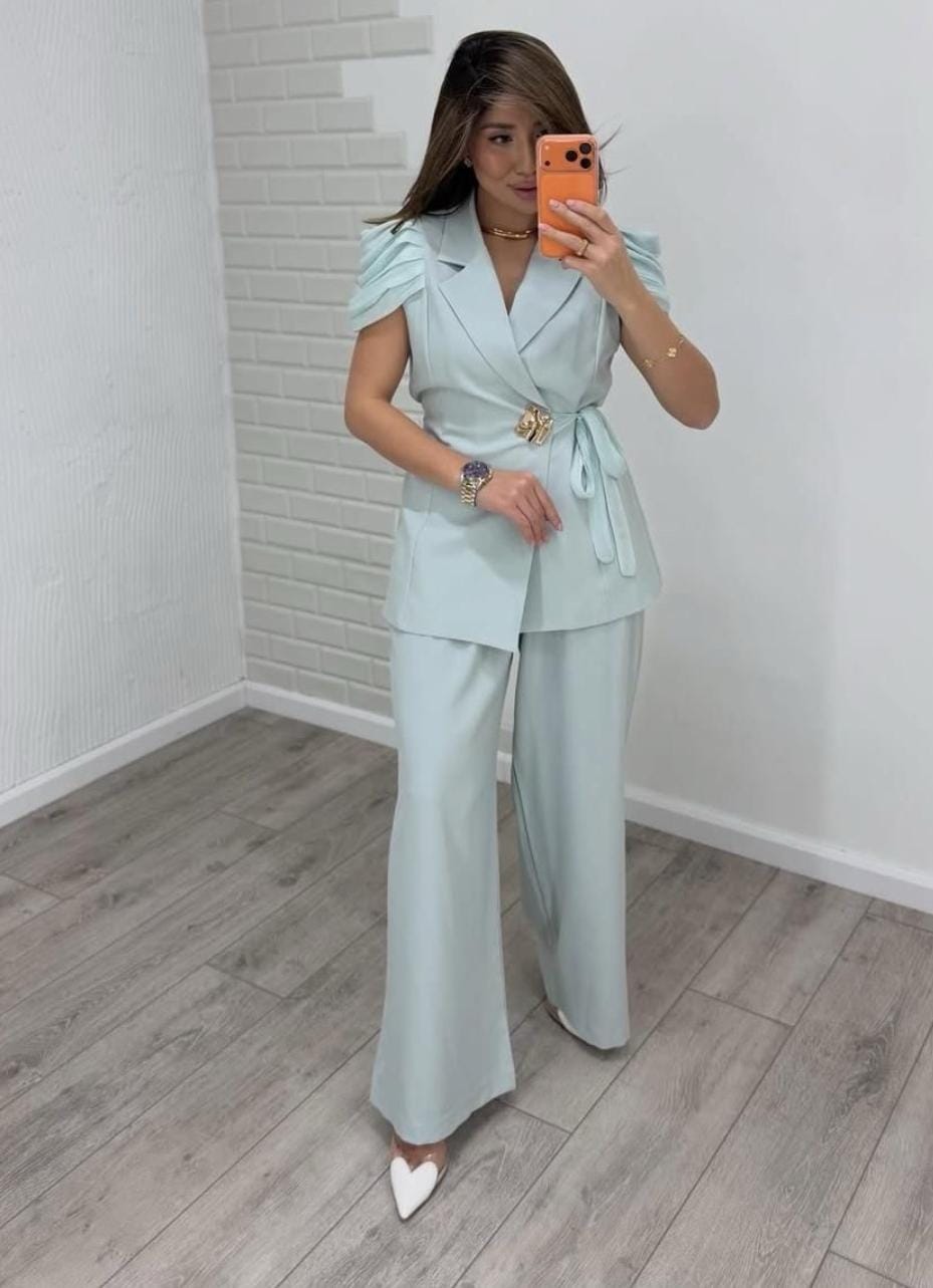 Elegant Wrap Blazer With Pants  One Size Fits FT659