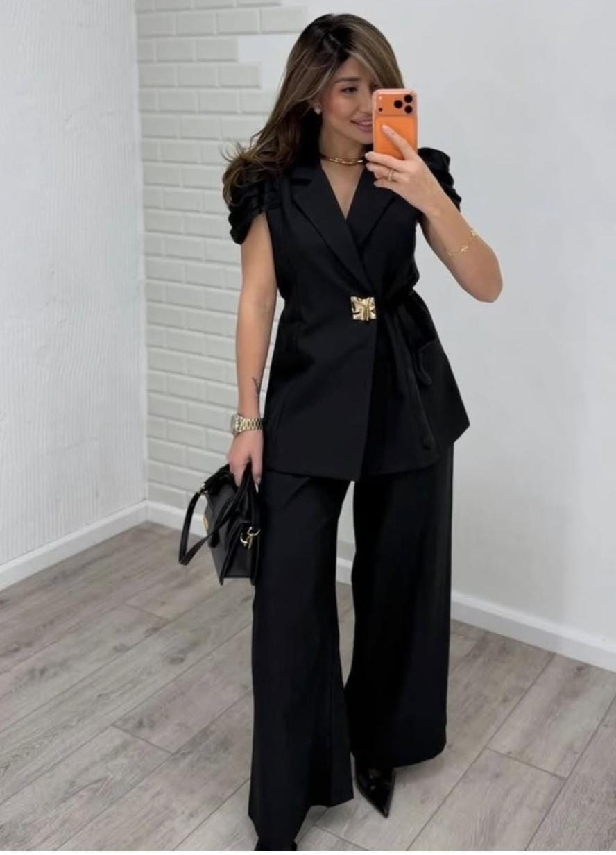 Elegant Wrap Blazer With Pants  One Size Fits FT659