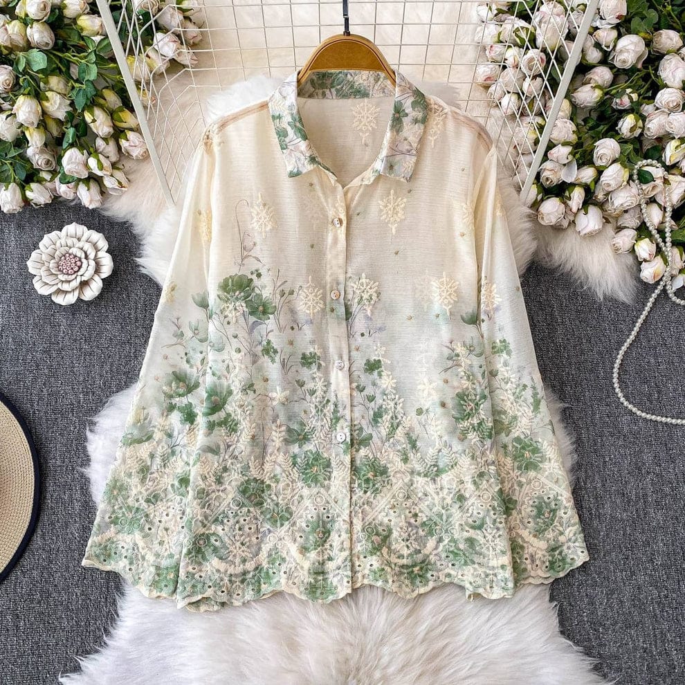 Beautiful Intricate Cutwork Embroidered Shirt FT660