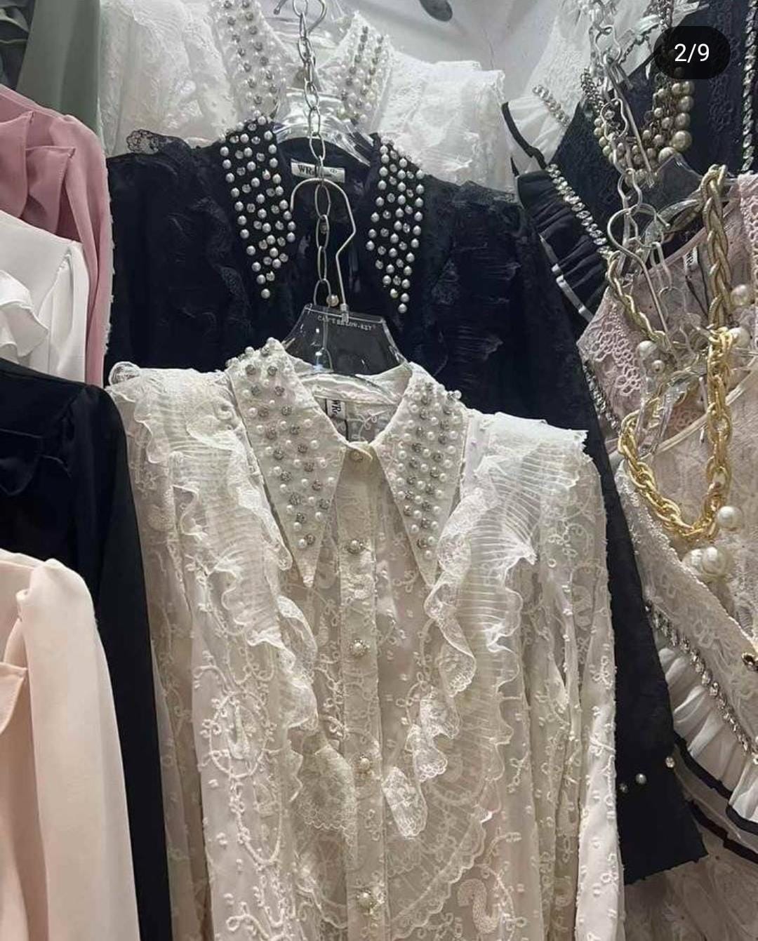 Embellished  Shirt Ruffles And Rhinestone Work On Collar And Sleeves FT664